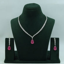 Round Neck Zircon/AD Necklace Set 15842-28