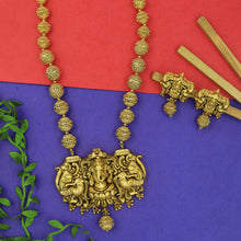 Antique Gold Finish Temple Pendant Set 3458-7523