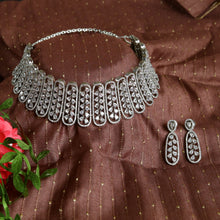 Silver Zircon/AD Choker  Set 15219-2366