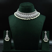 Silver Zircon/AD Choker Set 11569-7681