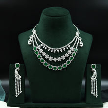 Round Neck Zircon/AD Necklace Set 12547-28