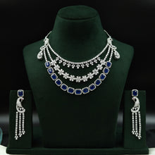 Round Neck Zircon/AD Necklace Set 12547-28