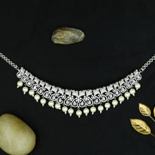 Silver Zircon/AD Choker Set 11569-7681