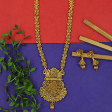 Antique Gold Finish Long Necklace Set 17284-4432