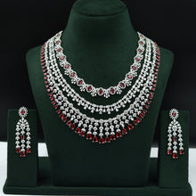 Round Neck Zircon/AD Necklace Set 12979-34