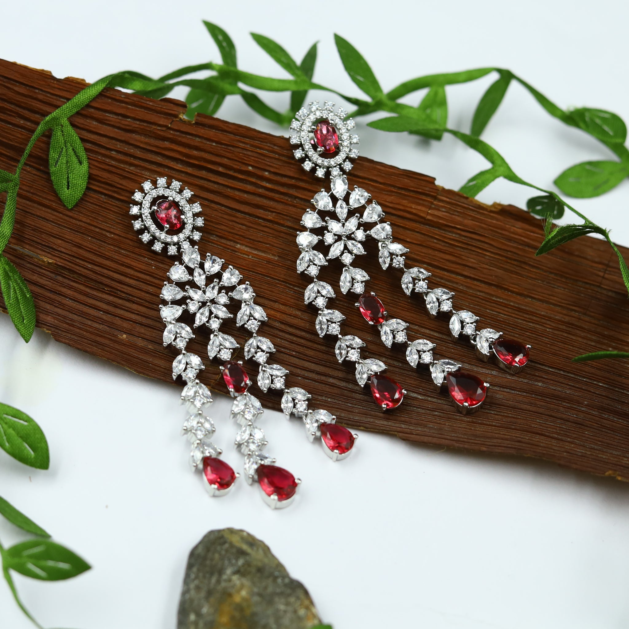 Round Neck Zircon/AD Necklace Set 12979-34