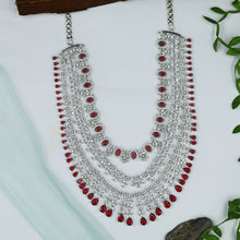 Round Neck Zircon/AD Necklace Set 12979-34