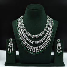 Round Neck Zircon/AD Necklace Set 12979-34