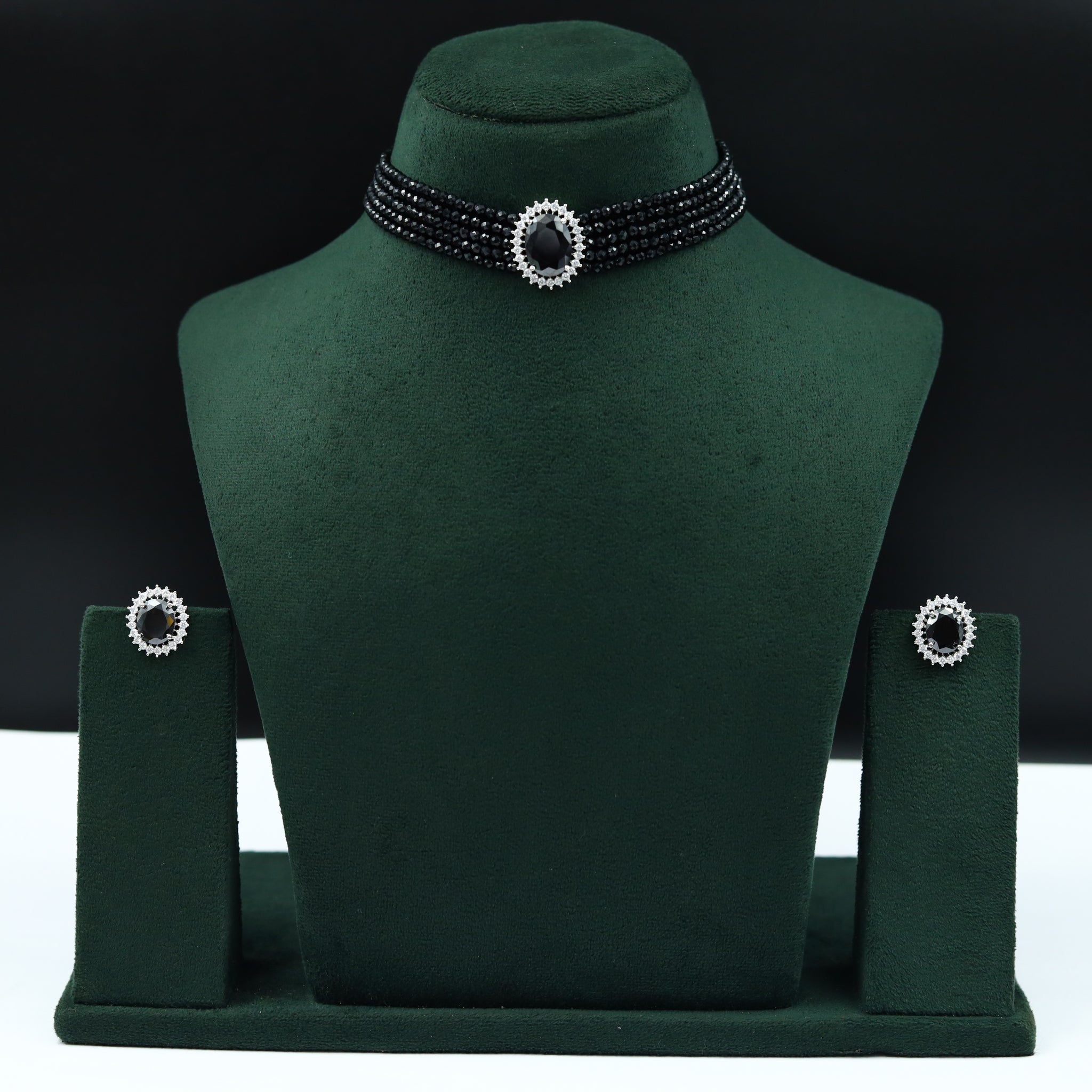 Pearl Choker Zircon/AD Necklace Set 13115-33