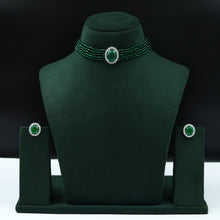 Pearl Choker Zircon/AD Necklace Set 13115-33