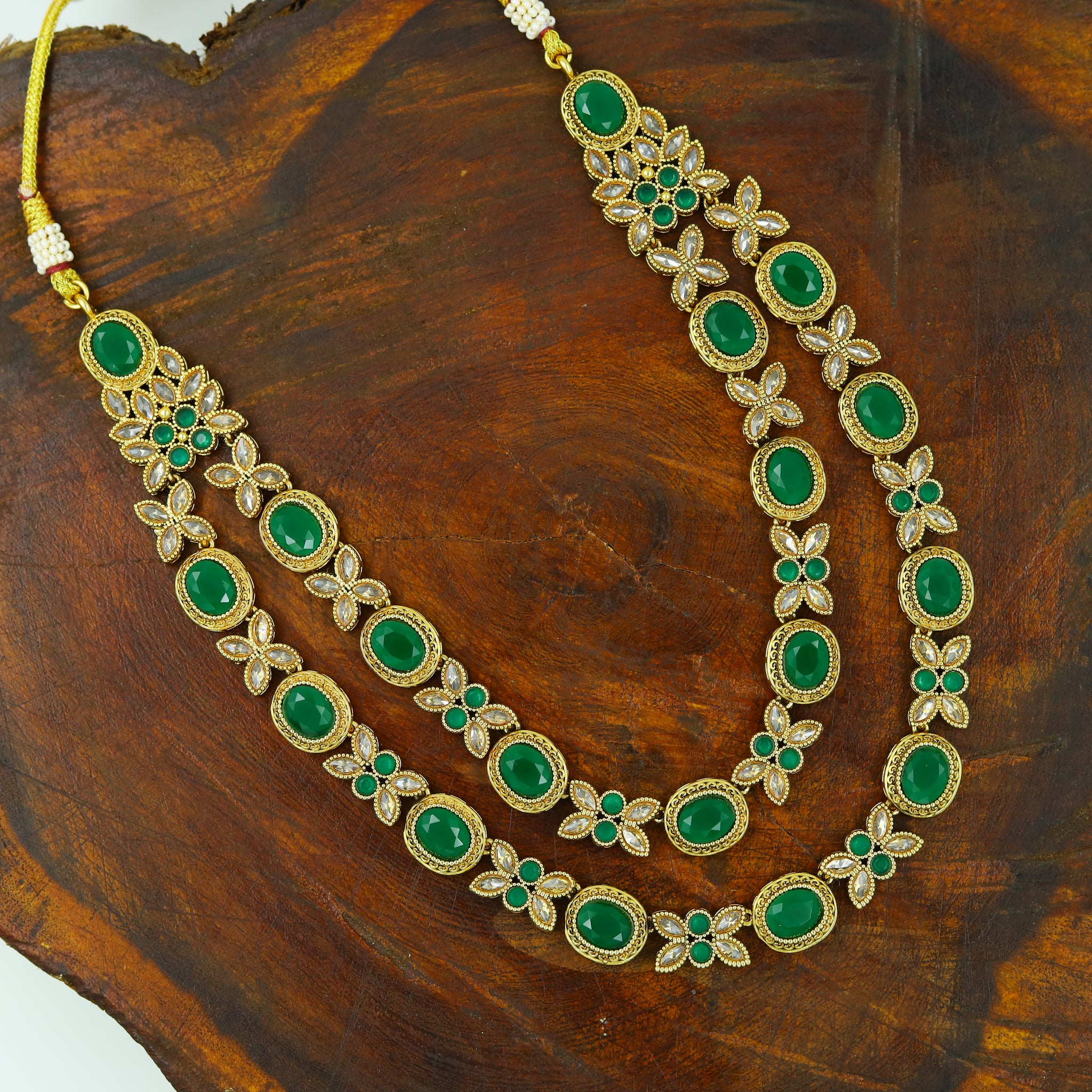 Round Neck Layered Gold Look Necklace Set 13550-28