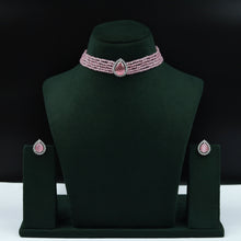Pearl Choker Zircon/AD Necklace Set 13114-33