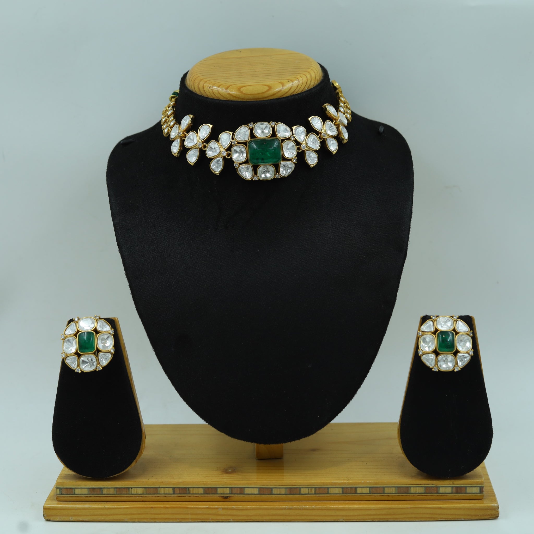 Sabyasachi Inspired Moissanite Choker Kundan Necklace Set 16642-87