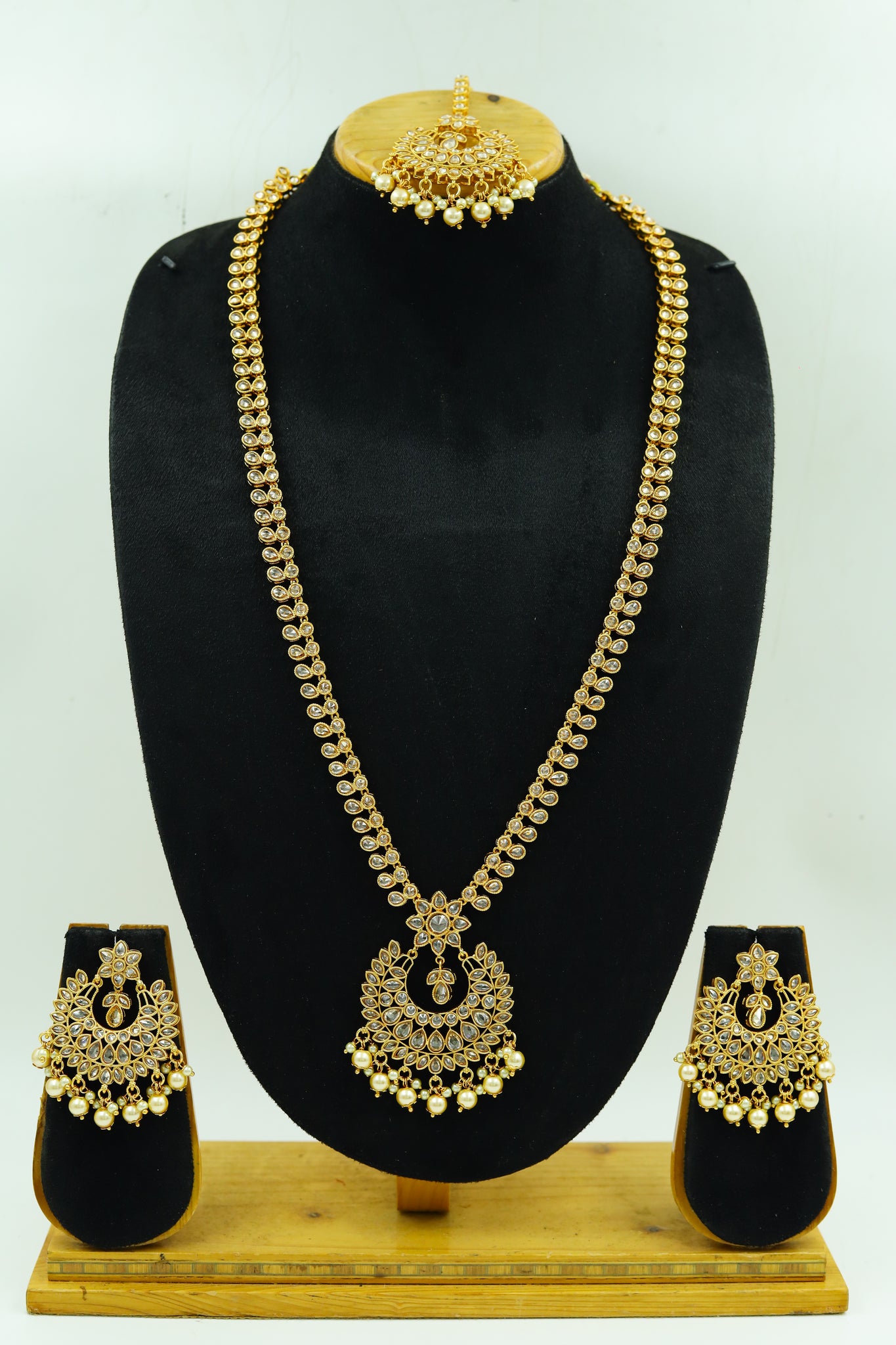 Long Neck Gold Look Necklace Set 7136-33