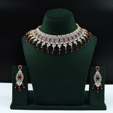 Bridal zircon Choker Set with American diamond and Ruby Stones 10836-6586