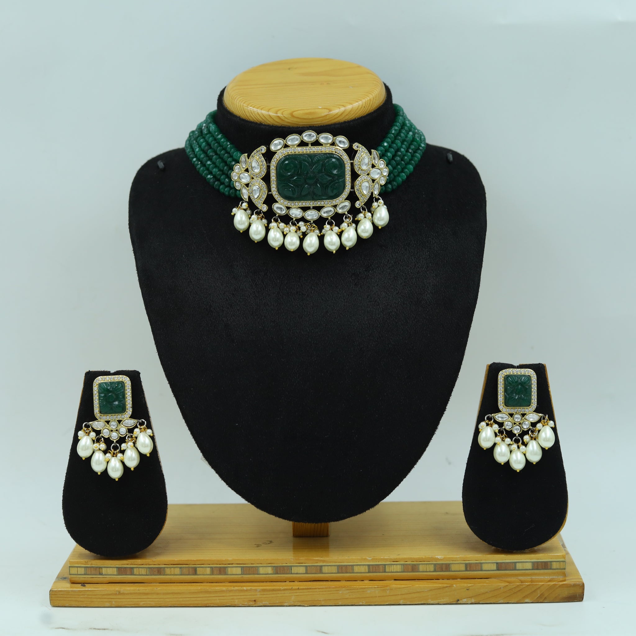 Sabyasachi Inspired Moissanite Choker Kundan Necklace Set 16643-87