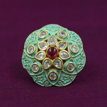 Mint Green Adjustable Kundan Ring 8984-100