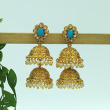 Firozi Gold Lock Earring 5128-9193