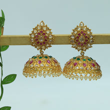 Ruby Green Gold Polish Jhumki 1810-5875