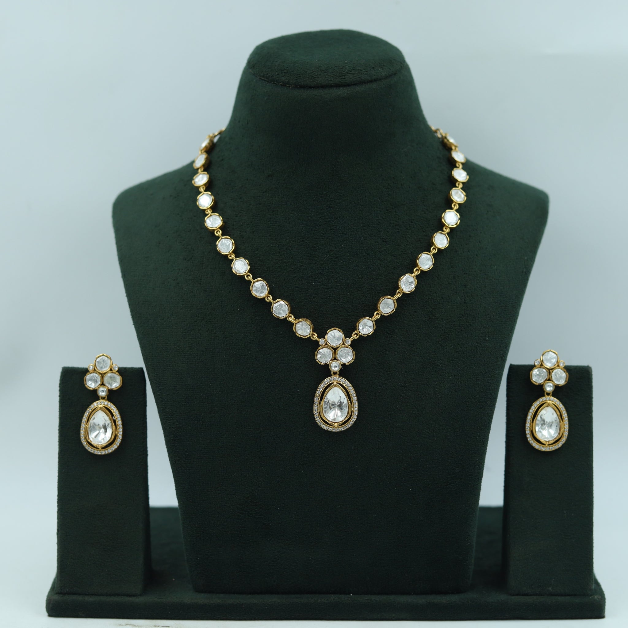 Sabyasachi Inspired Moissanite Round Neck Kundan Necklace Set 16810-87