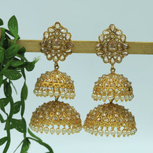 Classic 2 Layer Gold Polish Jhumki with Pearls 2831-6896