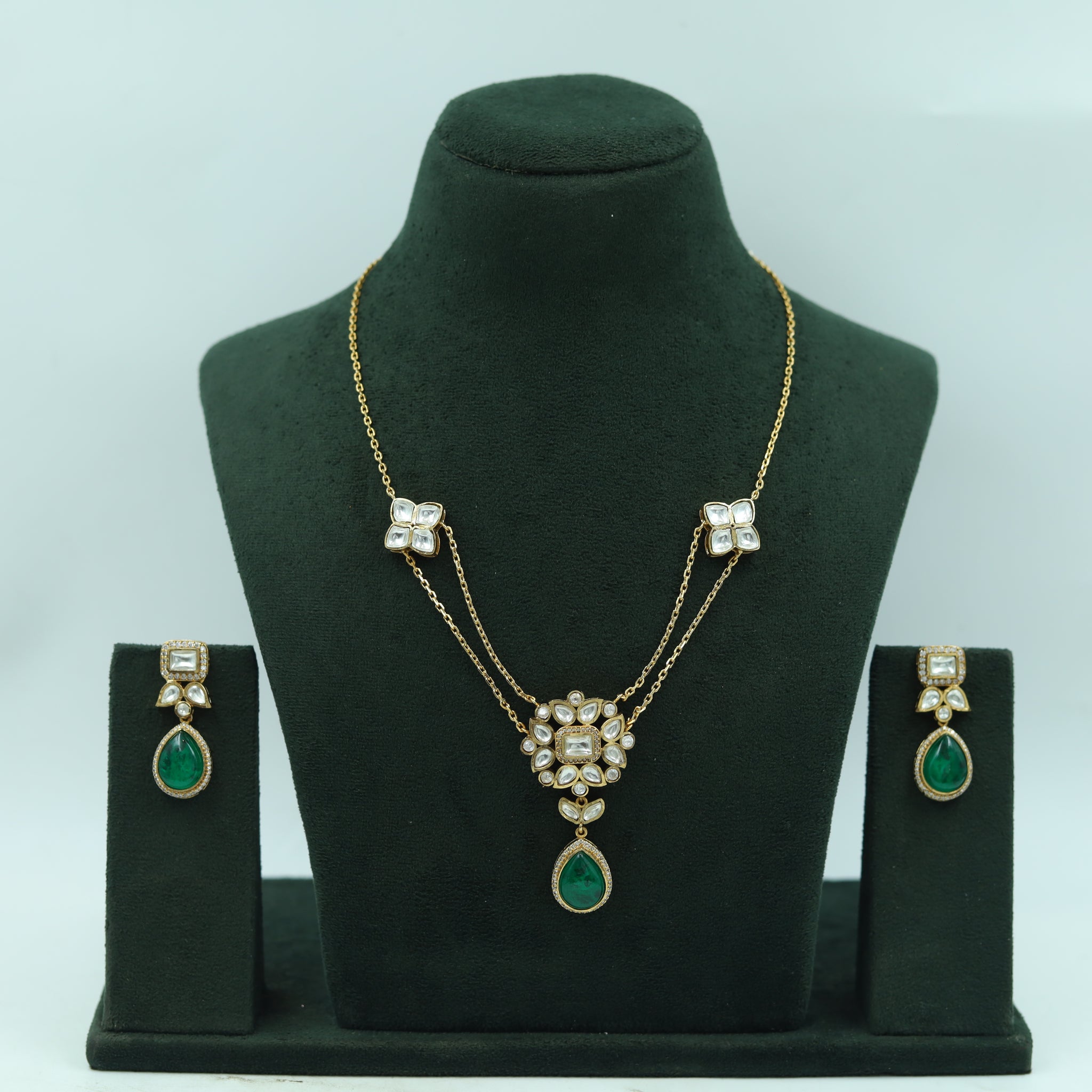 Sabyasachi Inspired Moissanite Light Kundan Pendant Set 16806-87