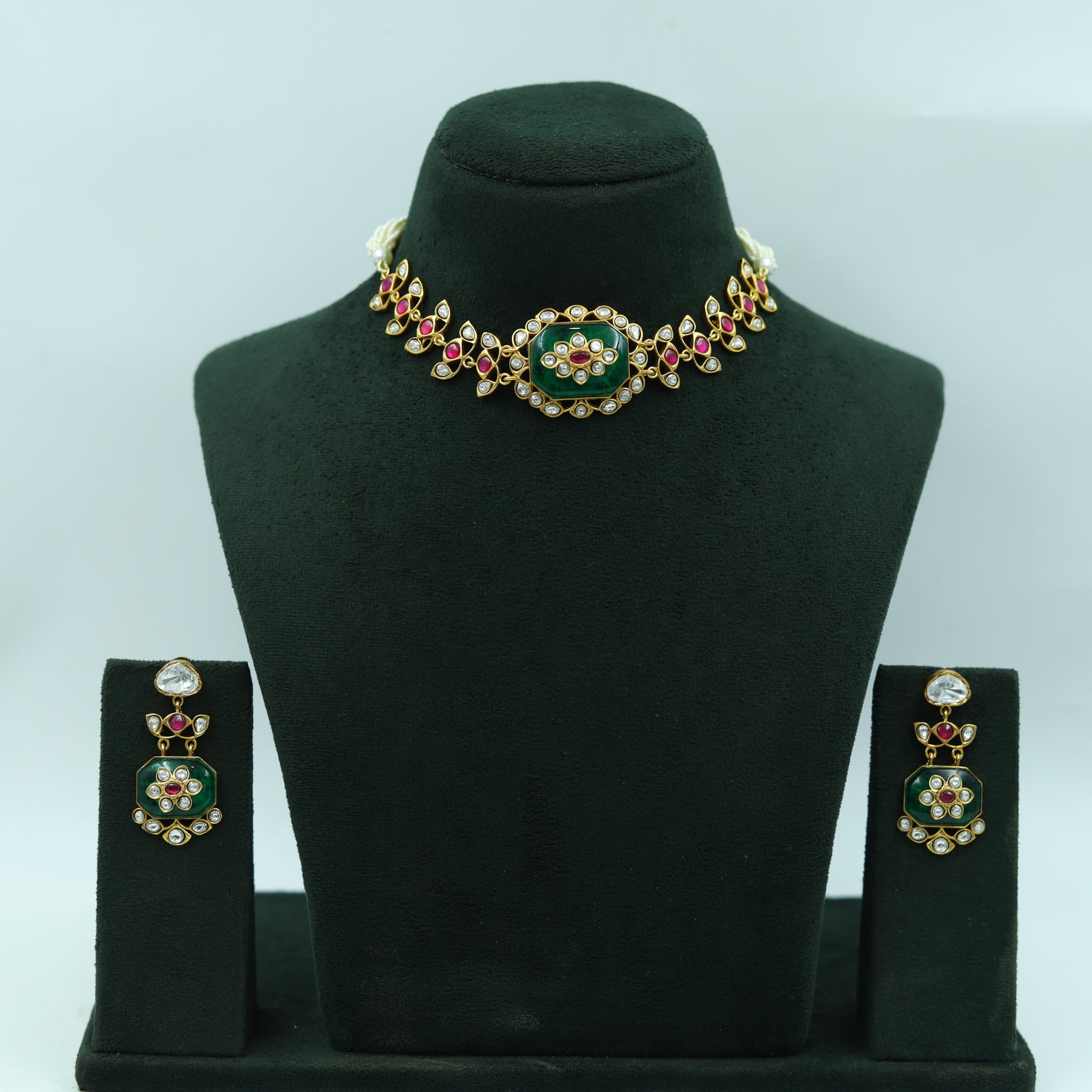 Sabyasachi Inspired Moissanite Choker Kundan Necklace Set 16809-87