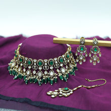 Choker Antique Gold Plated Necklace Set 16721-28