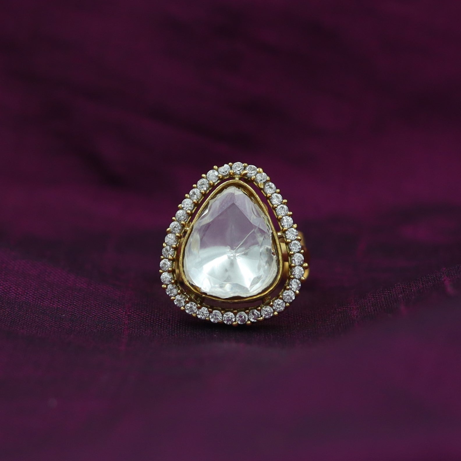 Sabyasachi Inspired Moissanite Kundan Ring 16827-87