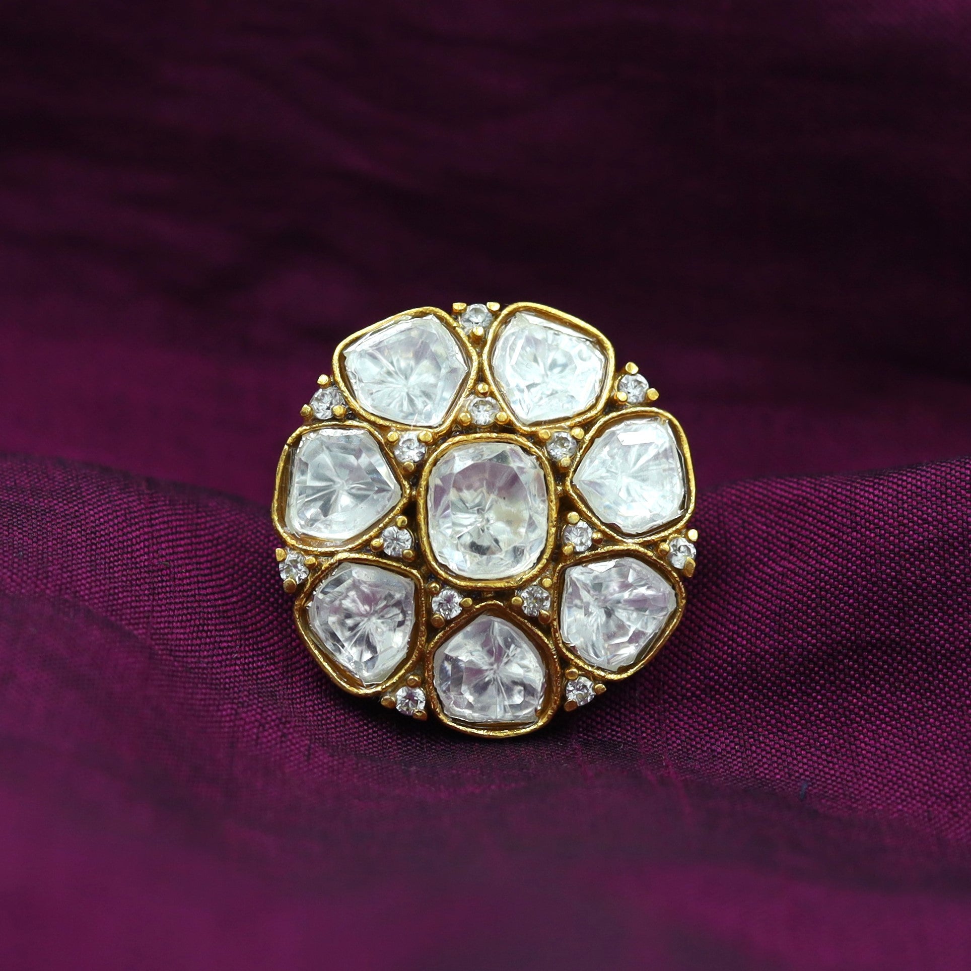 Sabyasachi Inspired Moissanite Kundan Ring 16833-87