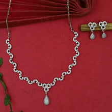Silver Plated Light Zircon/AD Necklace Set 2418-6483