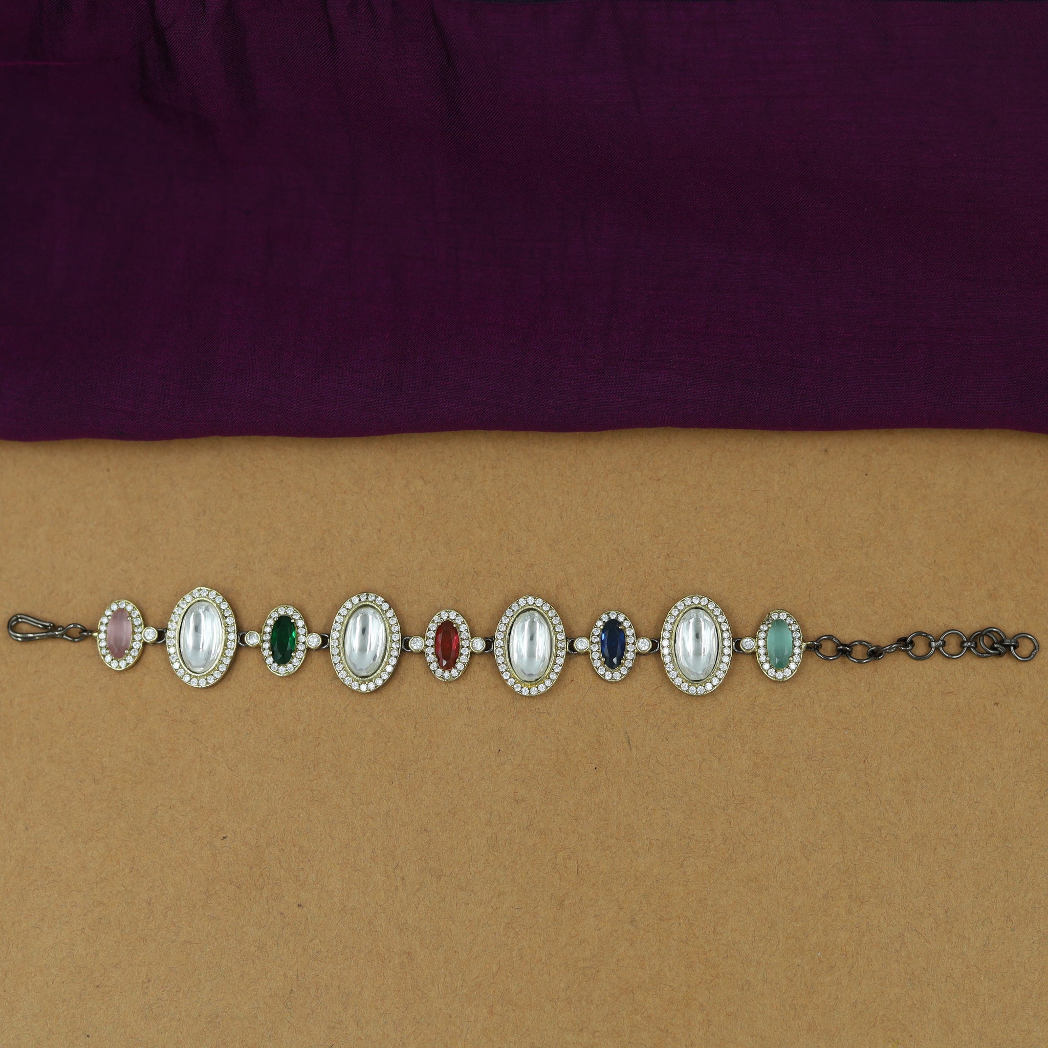 Sabyasachi Inspired Moissanite Kundan Bracelet 16840-87
