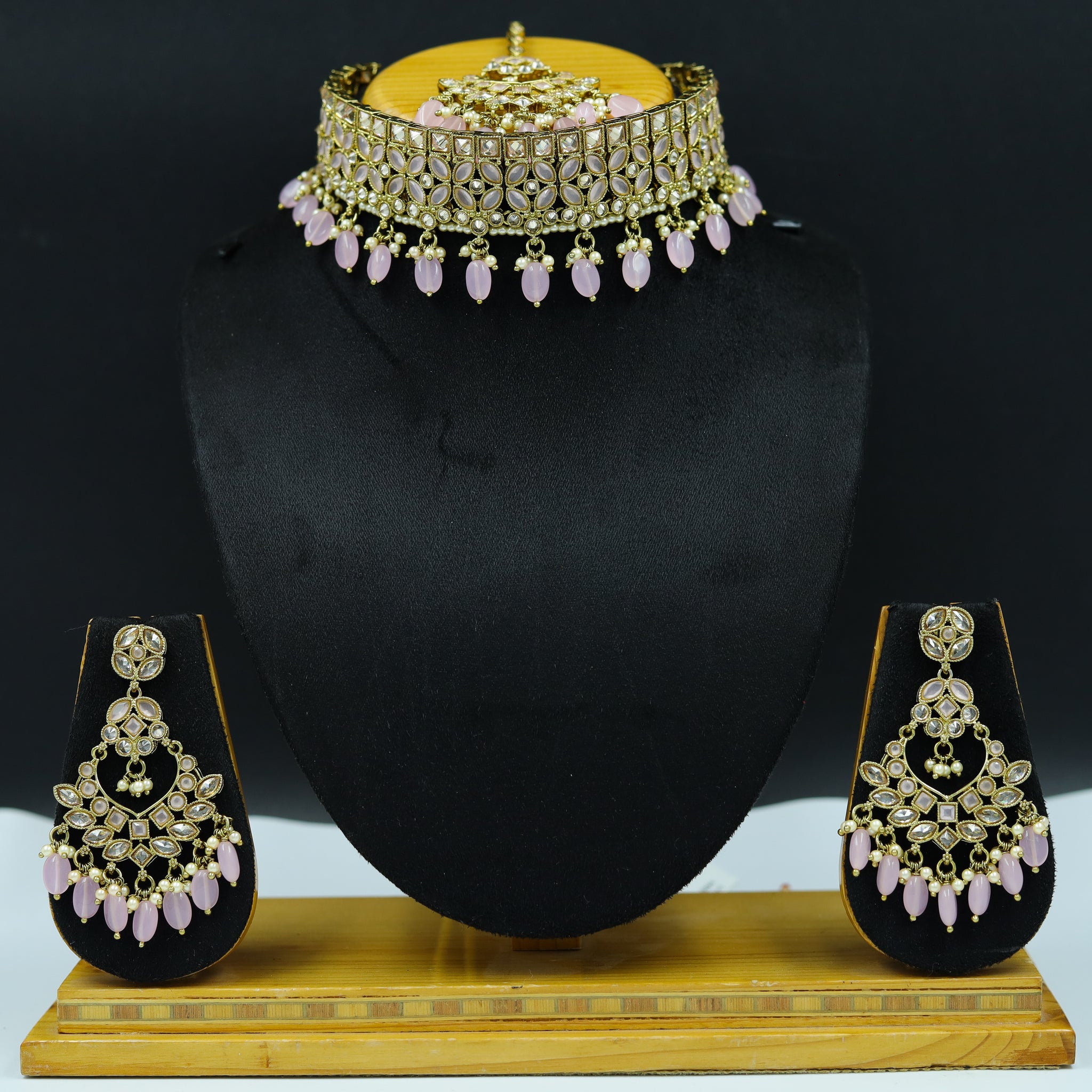 Pink Antique Necklace Set 13449-0510