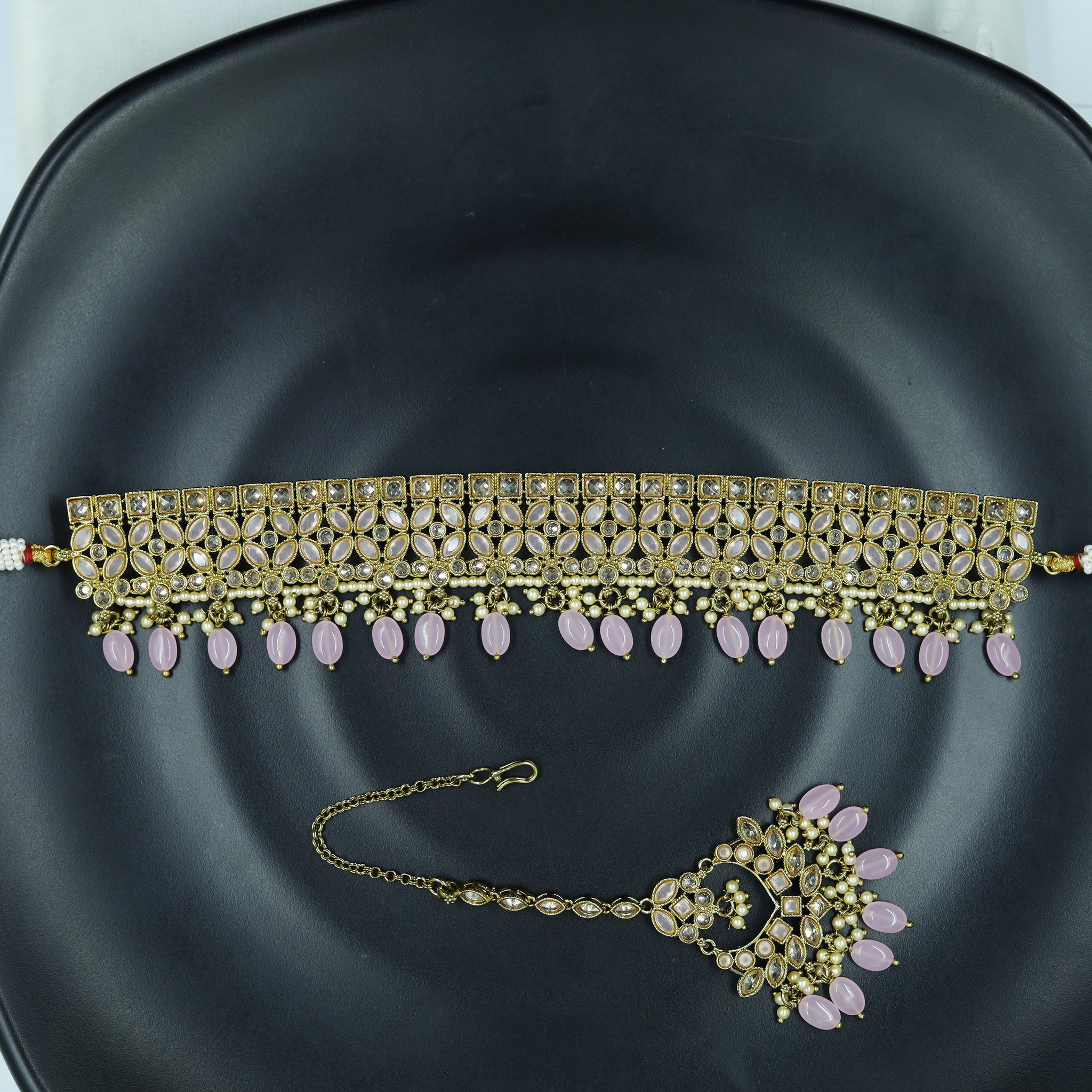 Pink Antique Necklace Set 13449-0510