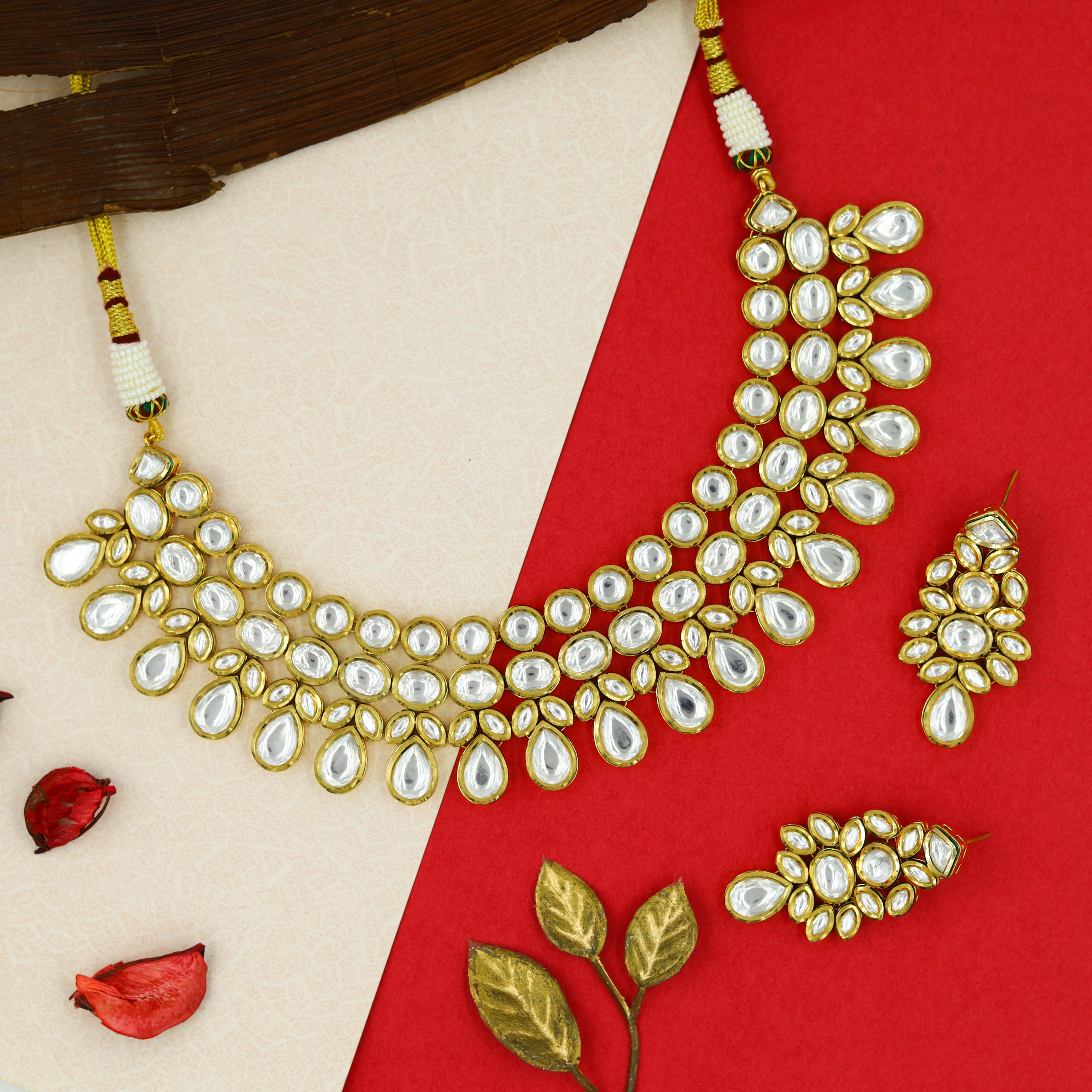 Buy Round Neck Kundan Necklace Set 10622 68 Online 7228780347445 Dazzles Jewellery