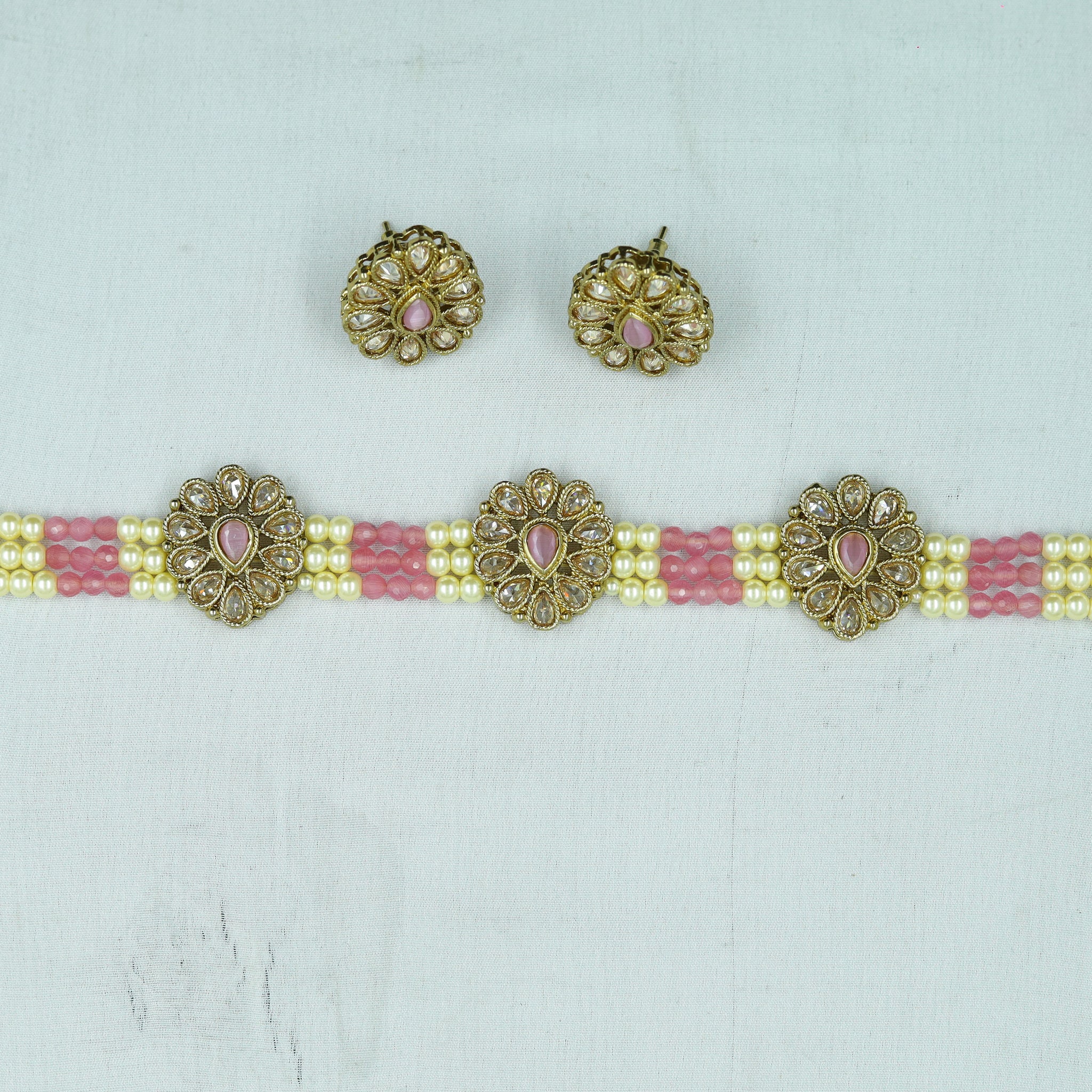 Pink Antique Necklace Set 13451-0516