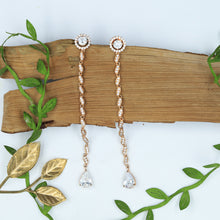 Simple American Diamond Danglers In Roegold Finish