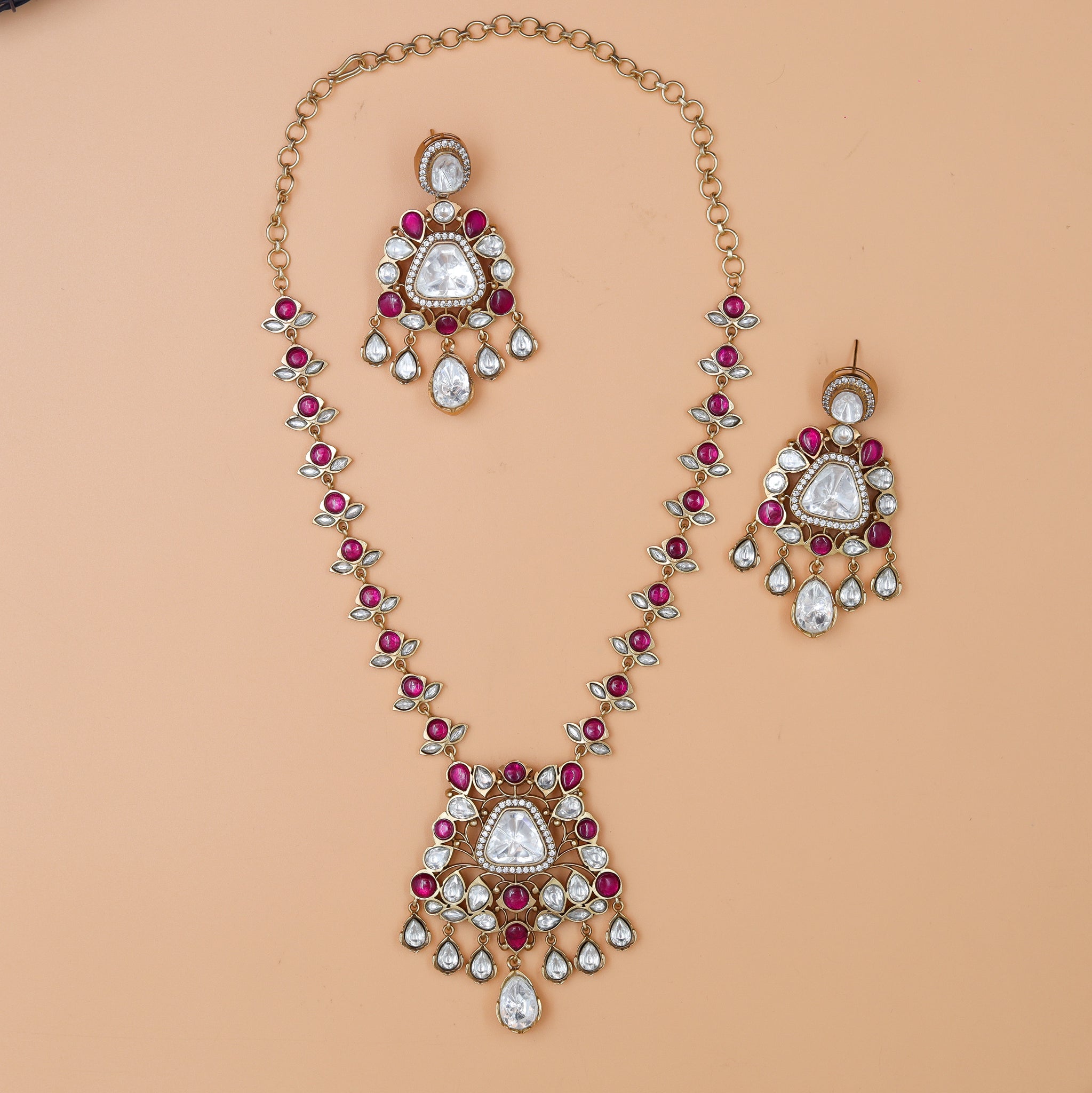 Sabyasachi Inspired Round Neck Kundan Necklace Set 10570-87