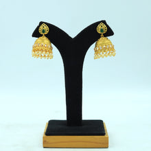 Small Green Color Jhumki in Gold Polish