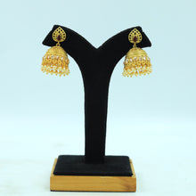 Small Ruby Color Jhumki in Gold Polish 3488-7553