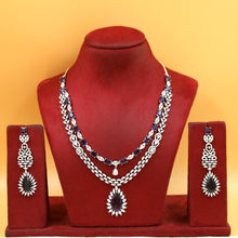 Round Neck Layered Zircon/AD Necklace Set 18243-34