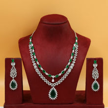 Round Neck Layered Zircon/AD Necklace Set 18243-34