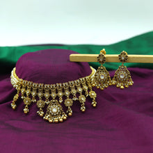 Choker Antique Gold Plated Necklace Set 16720-28