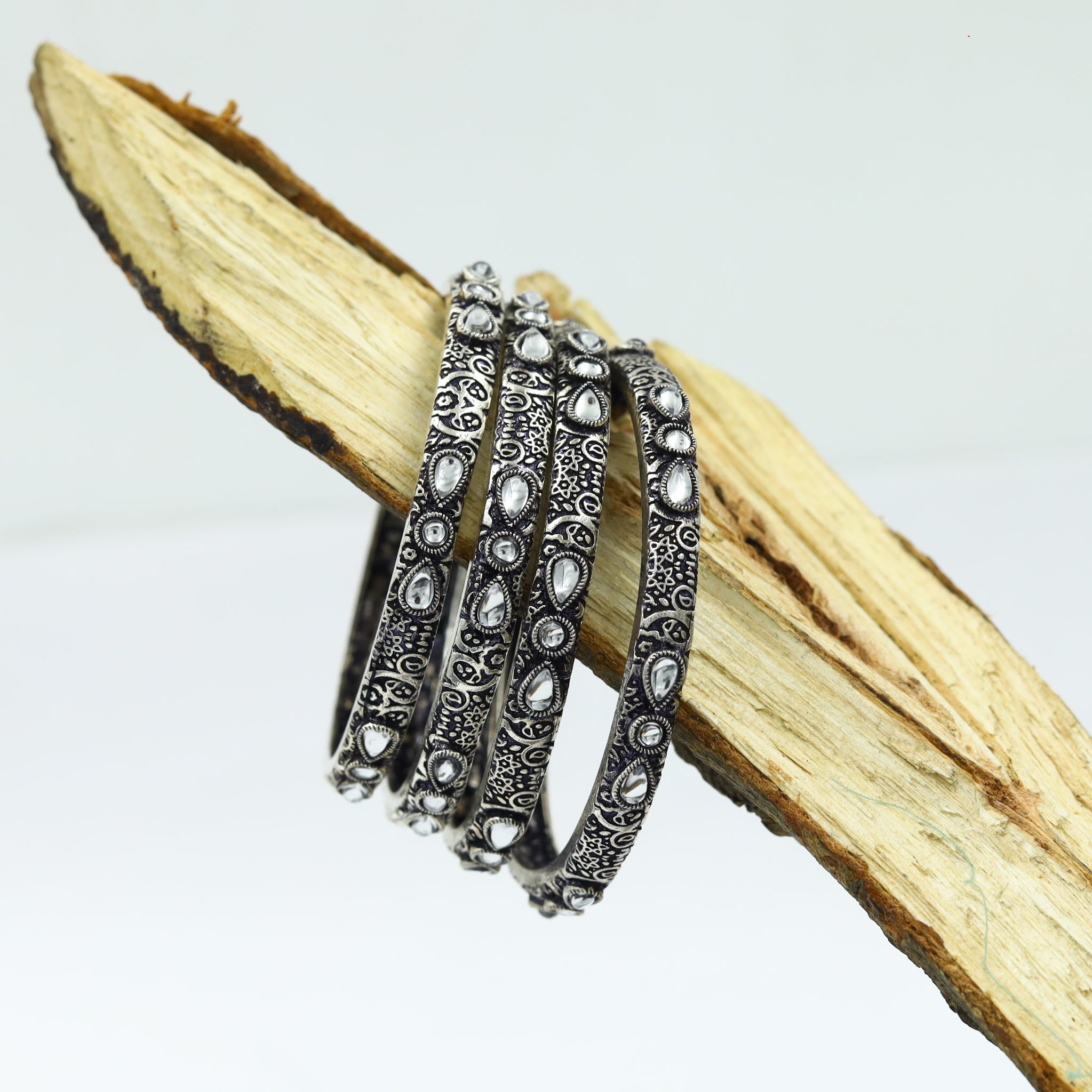 Silver Oxidized Bangles/Kada 13256-33