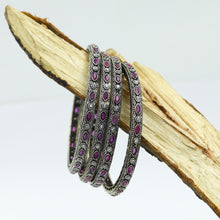 Silver Oxidized Bangles/Kada 12041-28