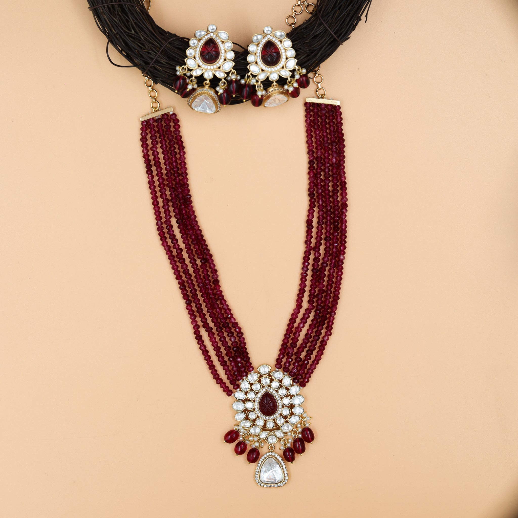 Sabyasachi Inspired Medium Size Kundan Pendant Set 10568-87