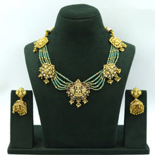 Round Neck Antique Gold Plated Temple Necklace Set 16615-06
