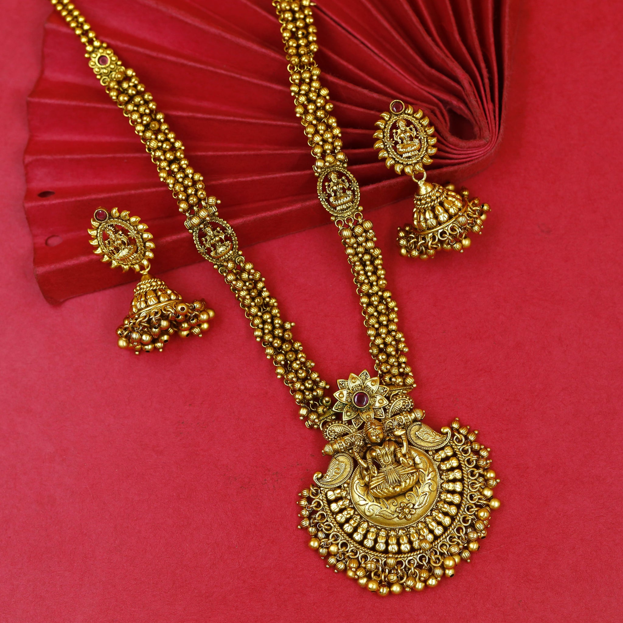 Long Neck Temple Necklace Set 18143-1