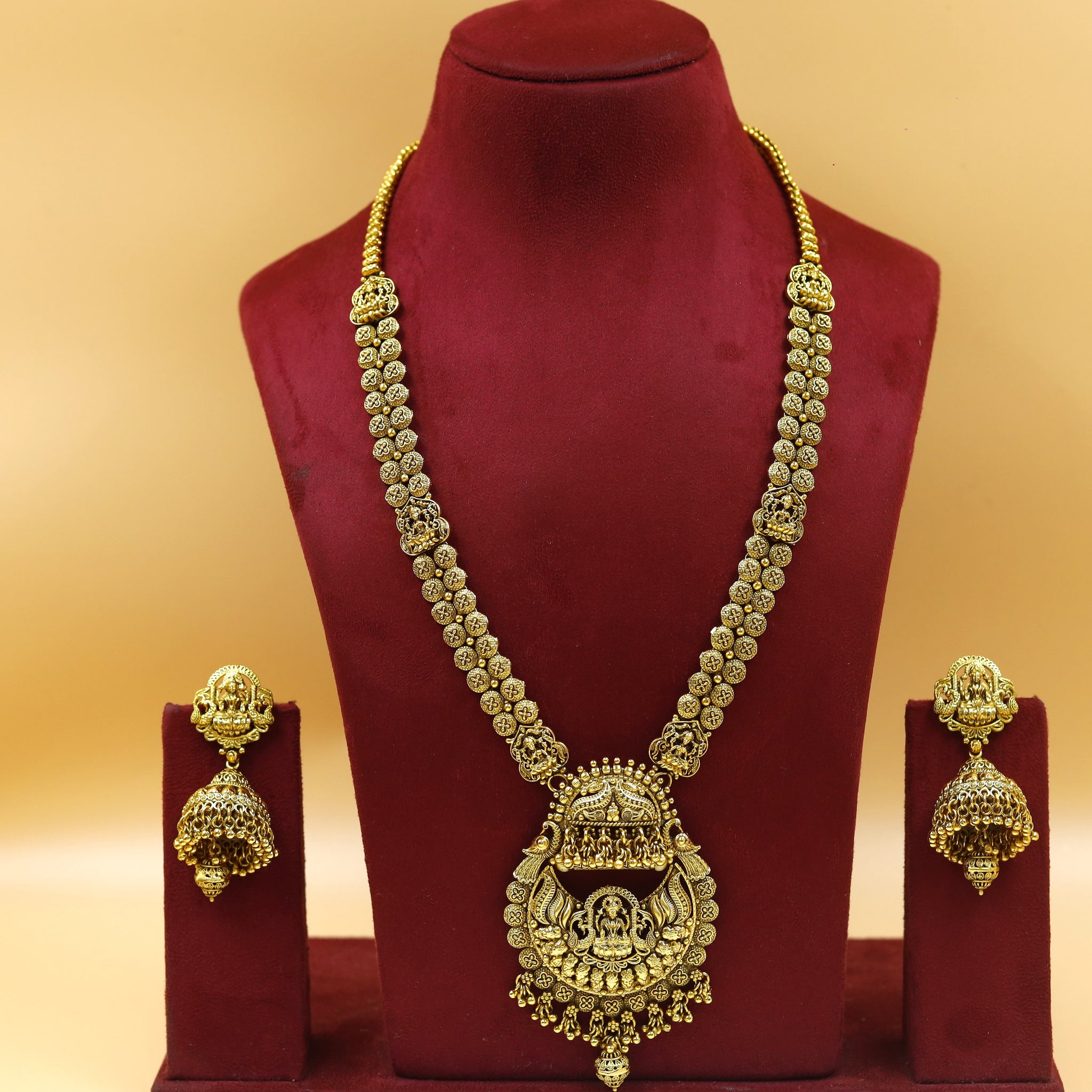 Long Neck Temple Necklace Set 18437-28