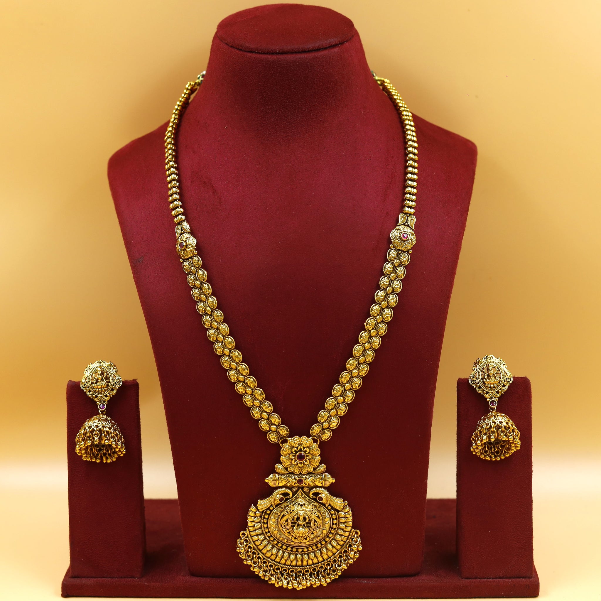 Long Neck Temple Necklace Set 18442-28